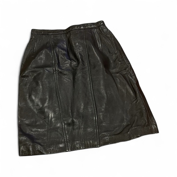 Ann Taylor Dresses & Skirts - Vintage Ann Taylor Genuine Leather Pencil Skirt Black Size 8